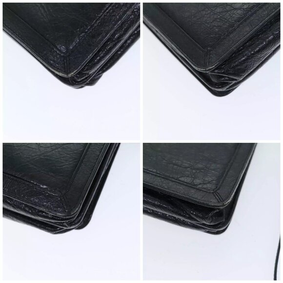 BALENCIAGA Navy Pochette Shoulder Bag Leather Black - Picture 14 of 15